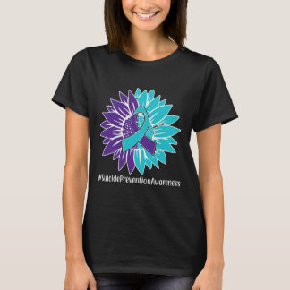 T-shirt Violet Turquoise Tournesol Ribbon Prévention Suici