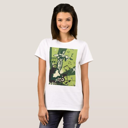 T-shirt Violin Player Musical Notes (Devant entier)