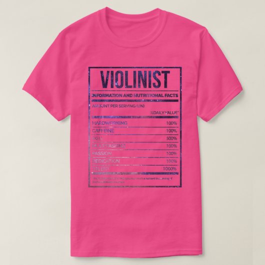 T-shirt Violinist Funny Violin Nutrition Label (Design devant)