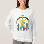 T-shirt Violon Abstrait avec casque et musique (Devant)