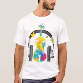 T-shirt Violon Abstrait avec casque et musique (Devant)