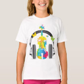 T-shirt Violon Abstrait avec casque et musique (Devant)