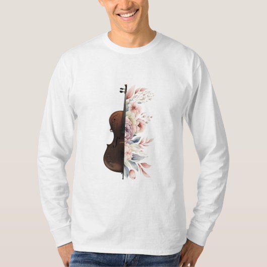 T-shirt Violon aux fleurs. (Devant)