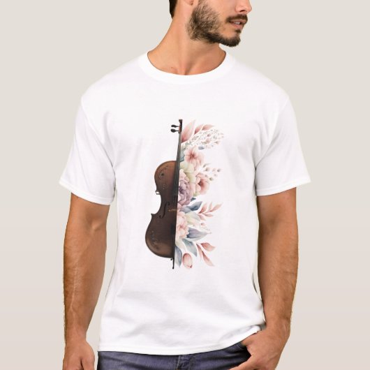 T-shirt Violon avec des fleurs. (Devant)