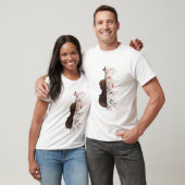 T-shirt Violon avec des fleurs. (Unisexe)