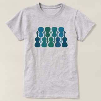 T-shirt violon bleu vert pour femmes