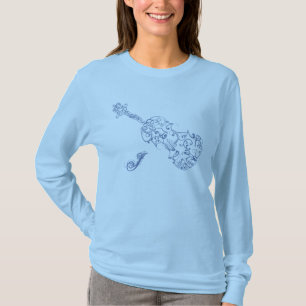 T-shirt Violon Blue Line dessinant avec l'initiale