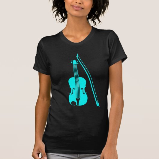T-shirt Violon - Cyan (Devant)