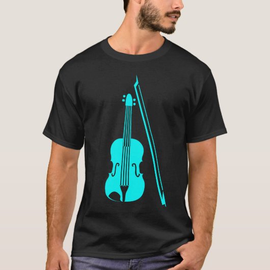 T-shirt Violon - Cyan (Devant)