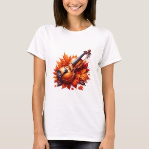 T-shirt Violon dans le lit de feuilles