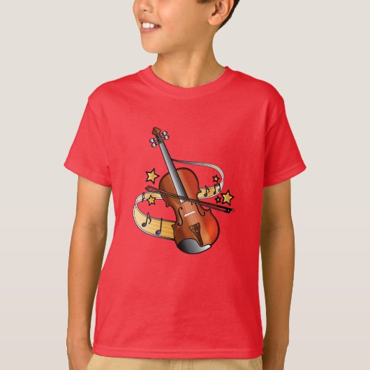 T-shirt Violon et cou avec notes et étoiles (Devant)