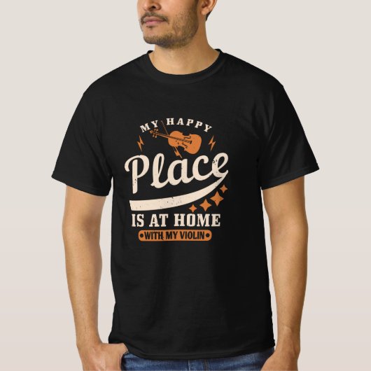 T-shirt Violon - Mon Endroit Heureux Est Chez Moi (Devant)