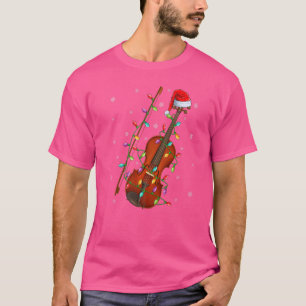 T-shirt Violon Musique Noël éclaire Père Noël Violon Noël