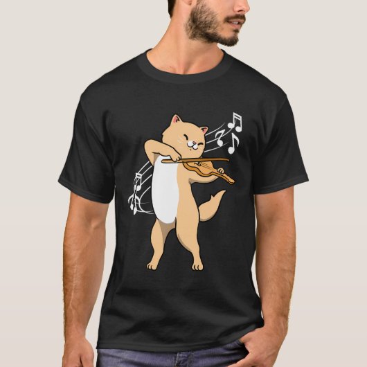 T-shirt Violoniste Cat Playing (Devant)