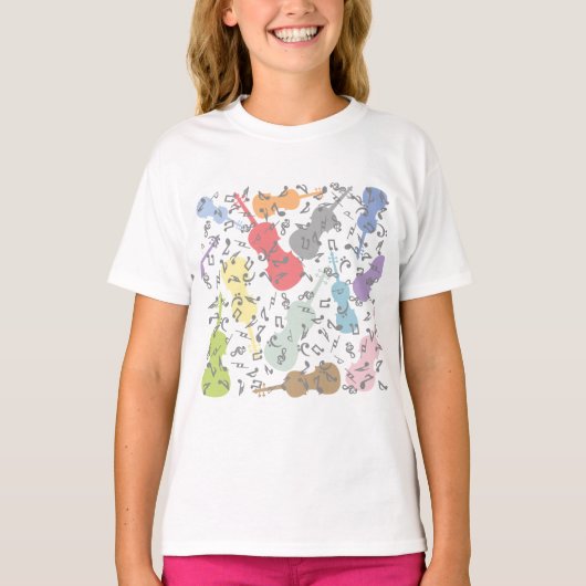 T-shirt Violons Et Notes Musicales (Devant)