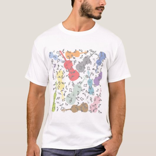 T-shirt Violons Et Notes Musicales (Devant)