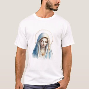 T-shirt Virgin Mary Watercolor Art – Peaceful Christian Gi