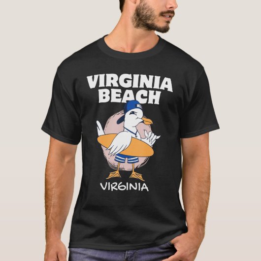 T-shirt VIRGINA BEACH Surf Vintage Seagull Retro (Devant)