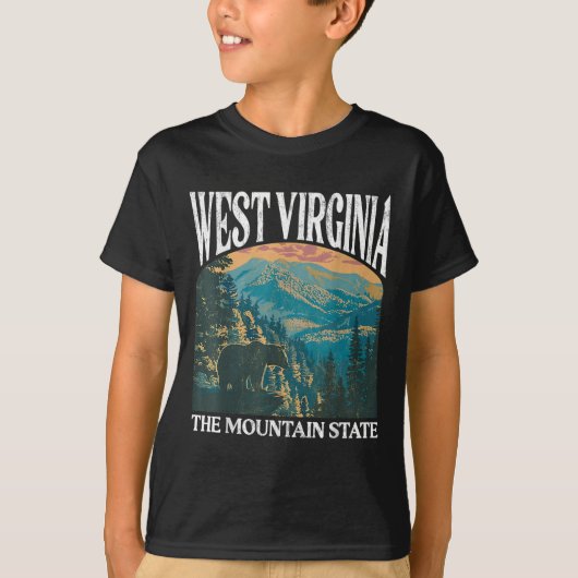 T-shirt Virginie-Occidentale Retro Bear Mountain Graphic (Devant)