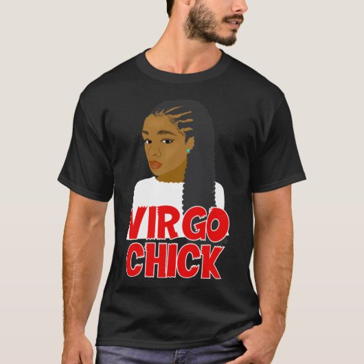 T-shirt Virgo Chick Africain Américain fille avec des tres (Devant)