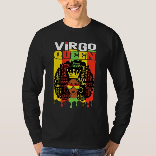 T-shirt Virgo Queen Zodiac style cheveux Afro Blessé Class (Devant)