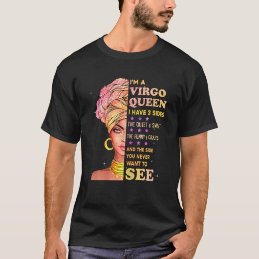 T-shirt Virgo Queens Sont Nés Du 24 Août Au 23 Septembre. (Devant)