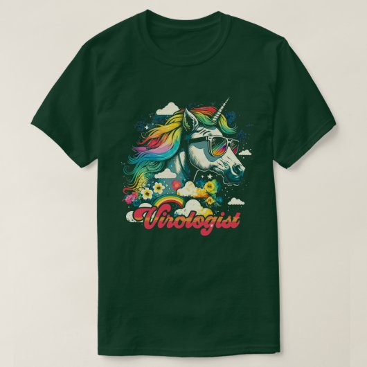 T-shirt Virologiste de la licorne arc-en-ciel (Design devant)