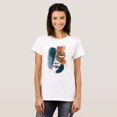 T-shirt Visage abstrait géométrique moderne Art linéaire b (Devant entier)