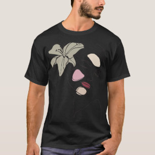 T-shirt Visage Abstrait Line Art Dessin Esthétique Femme F