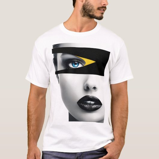T-shirt Visage abstrait minimaliste (Devant)