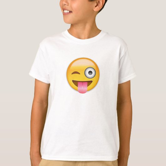 T-shirt Visage Avec Coincé La Langue Et L'Oeil Émoji Éclat (Devant)