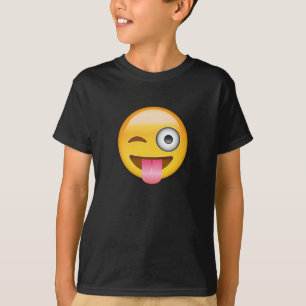 T-shirt Visage avec coincés la langue et l'oeil Emoji de