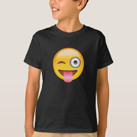 T-shirt Visage avec coincés la langue et l'oeil Emoji de (Devant)