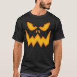 T-shirt visage Citrouille effrayant<br><div class="desc">Citrouille effrayant Visage noir t-shirt avec design orange brillant.</div>