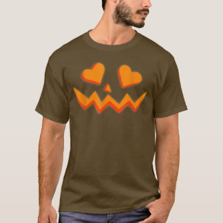 T-shirt Visage Citrouille Halloween Jack O'lantern Coeur y