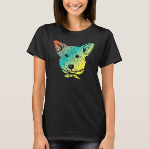 T-shirt Visage coloré d'art animal corgi gallois Propriéta