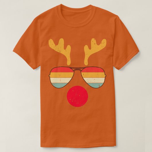 T-shirt Visage cool Reindeer Avec Lunettes De Soleil Rétro (Design devant)