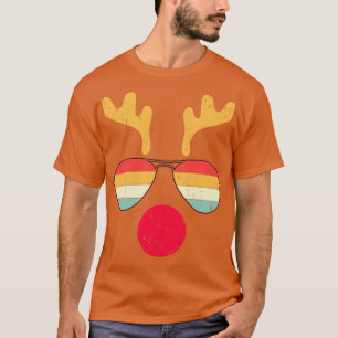 T-shirt Visage cool Reindeer Avec Lunettes De Soleil Rétro