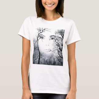 T-shirt visage-dans-arbre-illusion