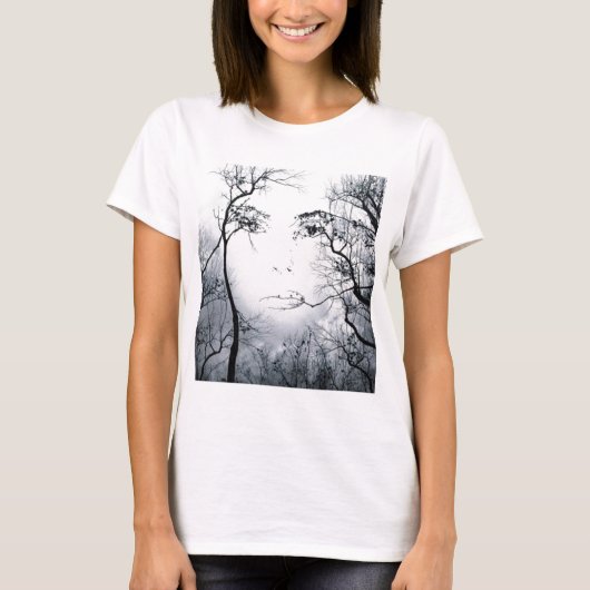 T-shirt visage-dans-arbre-illusion (Devant)