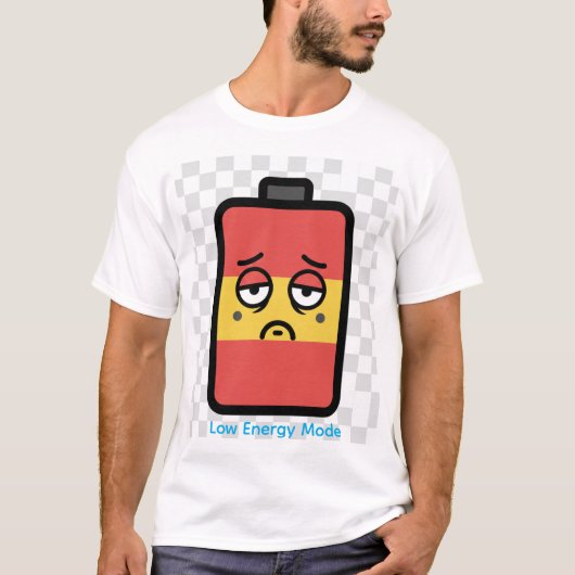 T-shirt Visage de Batterie Fatiguée Drôle (Devant)