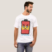 T-shirt Visage de Batterie Fatiguée Drôle (Devant entier)