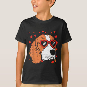 T-shirt Visage de Beagle Cœur Lunettes Mignon Saint-Valent