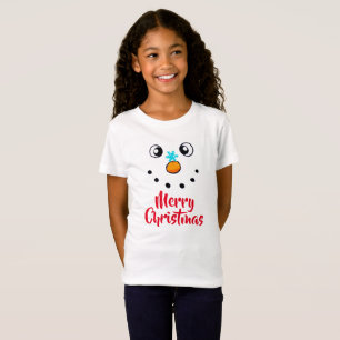 T-Shirt Visage de bonhomme de neige festif Joyeux Noël