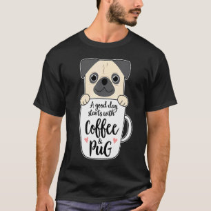T-shirt Visage de Carlin dans une tasse de café pour femme