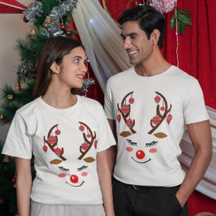 T-shirt Visage de cerf adorable & ornements sur bois unise