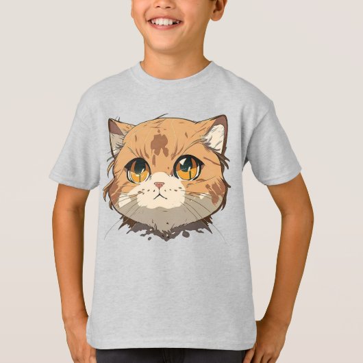 T-shirt Visage de chat d'Anime (Devant)