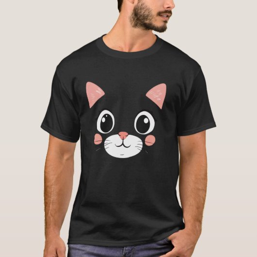 T-shirt Visage de Chat Drôle Halloween (Devant)
