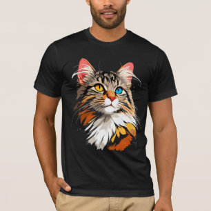 T-shirt visage de chat en couleurs Unisexe félin