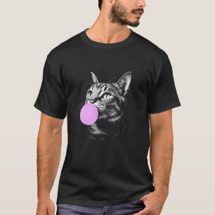 T-shirt Visage de chat mâchant du chewing-gum, drôle migno